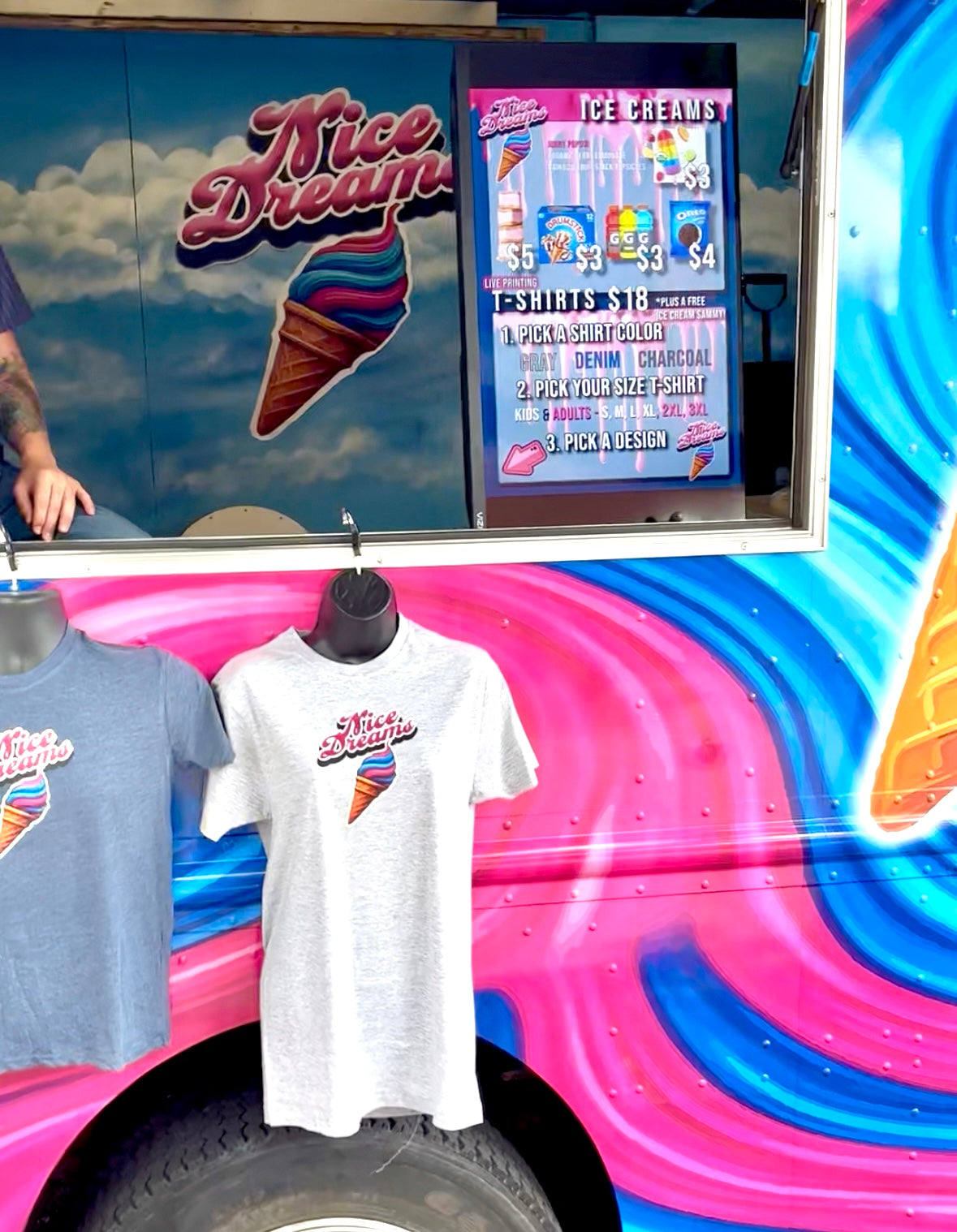 Nice Dreams, Ice Cream T-shirt Print Truck Catering