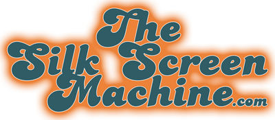 Logo of 'The Silk Screen Machine' with a gradient effect on a white background