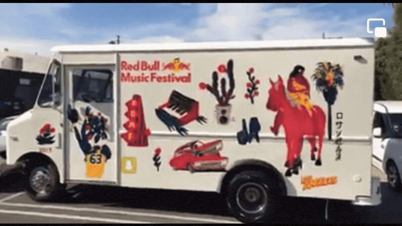 Experiential Marketing truck with AR, augmented reality truck for Red Bull's Los Angeles Music Festival.