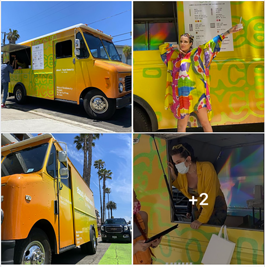 experiential marketing, foodtruck promotional swag merch givaways ice cream truck with celebrated artist Halsey in Los Angeles