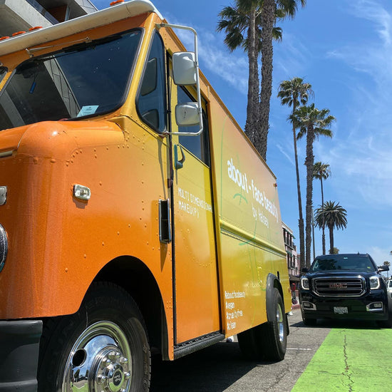 This is a picture of a experiential marketing mobile sample food vending truck in santa monica, los angeles and venice beach advertising and promotional marketing campaign.