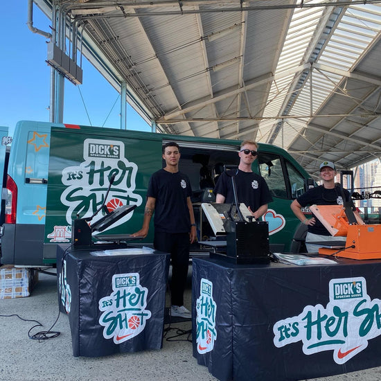 Experiential turnkey mobile branding campaign onsite event printing with Nike and Dick's Sporting Goods in New York's,Brooklyn Park.